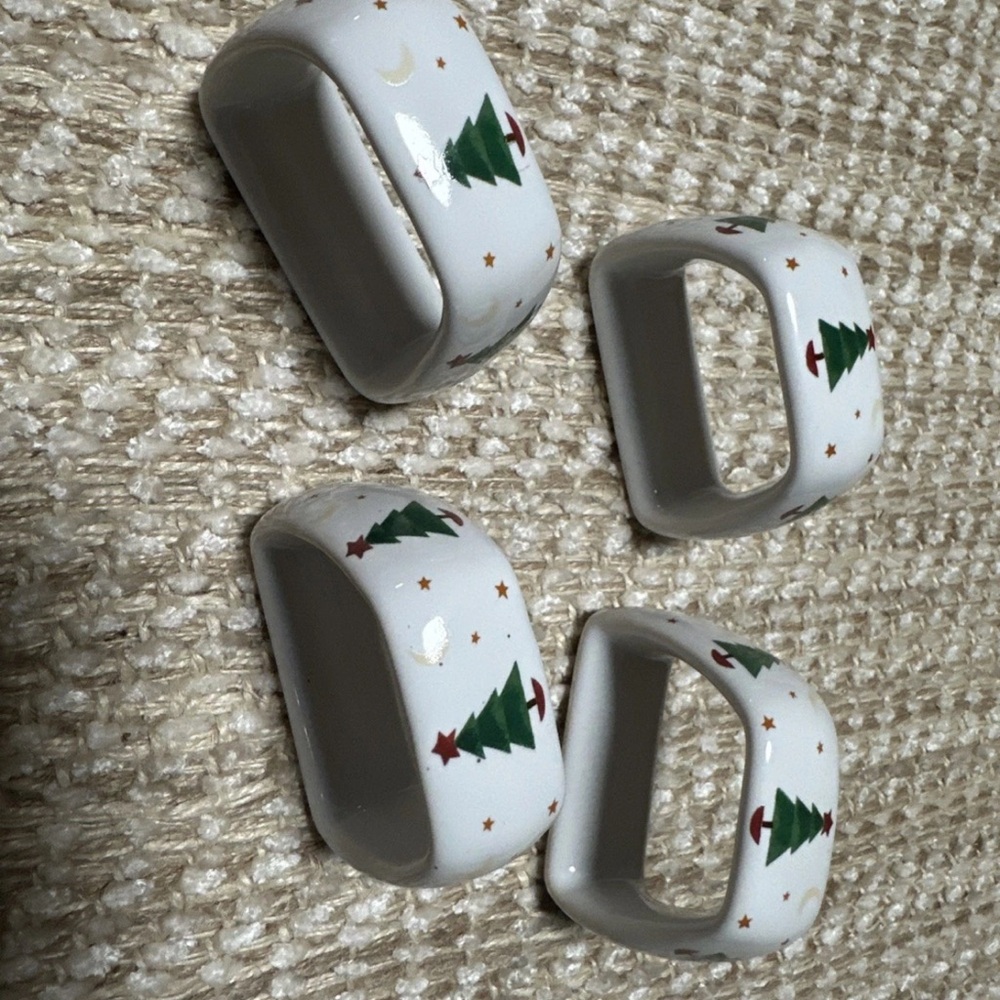 Festive Ceramic Napkin Tree Rings - Picture 2 of 2